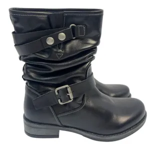 Eric Michael Womens Black Leather Laguna Moto Slouch Pull On Boot Size EU 38