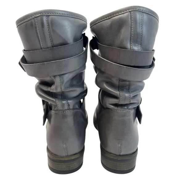 Eric Michael Womens Laguna Grey Leather Moto Boot Slouch Size EU 36