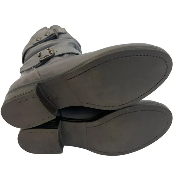 Eric Michael Womens Laguna Grey Leather Moto Boot Slouch Size EU 36