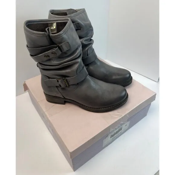 Eric Michael Womens Laguna Grey Leather Moto Boot Slouch Size EU 36