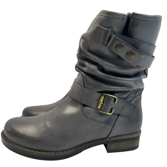 Eric Michael Womens Laguna Grey Leather Moto Boot Slouch Size EU 36