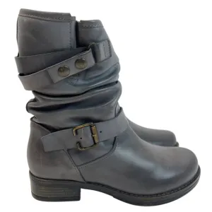 Eric Michael Womens Laguna Grey Leather Moto Boot Slouch Size EU 36