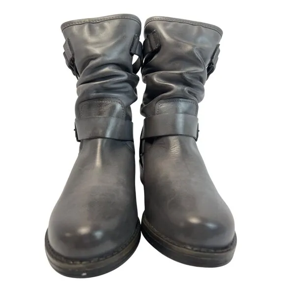 Eric Michael Womens Laguna Grey Leather Moto Boot Slouch Size EU 36