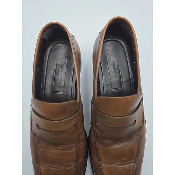 Ermenegildo Zegna Brown Leather Penny Loafers A4074XCA07 US Size 8.5