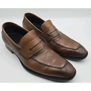 Ermenegildo Zegna Brown Leather Penny Loafers A4074XCA07 US Size 8.5