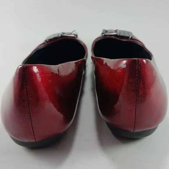 Etienne Aigner E. Zena Buckle Ballet Flats. Woman's 7.5. Red Metallic......... .
