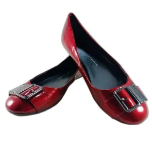 Etienne Aigner E. Zena Buckle Ballet Flats. Woman's 7.5. Red Metallic......... .