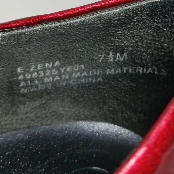 Etienne Aigner E. Zena Buckle Ballet Flats. Woman's 7.5. Red Metallic......... .