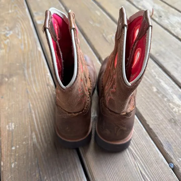EUC ARIAT Brown Leather Boots Western Cowboy Rodeo Equestrian KIDS GIRLS Size 2