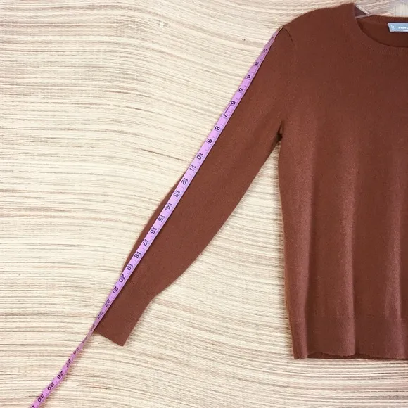 EVERLANE 100% Cashmere Lightweight Soft Crewneck Sweater Pullover Whisky Sz S