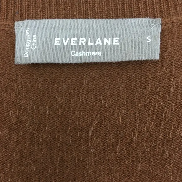 EVERLANE 100% Cashmere Lightweight Soft Crewneck Sweater Pullover Whisky Sz S