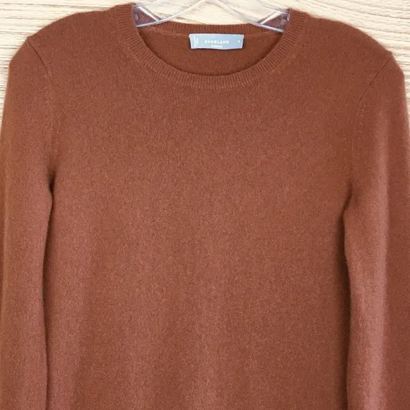 EVERLANE 100% Cashmere Lightweight Soft Crewneck Sweater Pullover Whisky Sz S