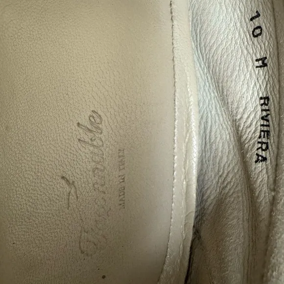 Faconabble Riviera Soft Leather Loafers Slip On Ivory Men's Size 10 M