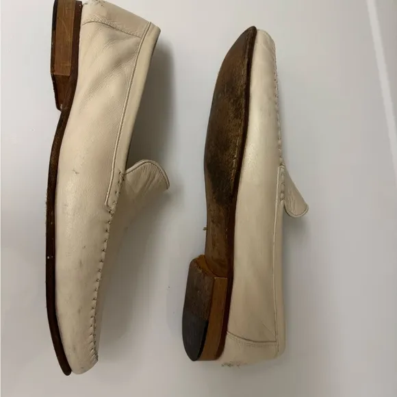 Faconabble Riviera Soft Leather Loafers Slip On Ivory Men's Size 10 M