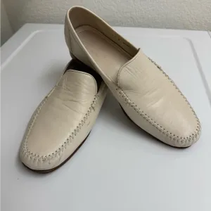 Faconabble Riviera Soft Leather Loafers Slip On Ivory Men's Size 10 M