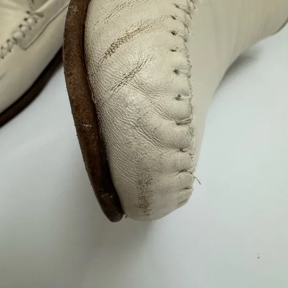 Faconabble Riviera Soft Leather Loafers Slip On Ivory Men's Size 10 M