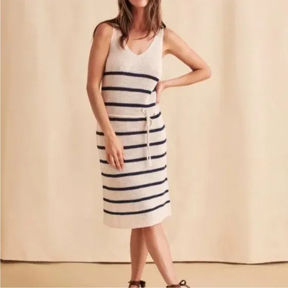 Faherty Brand Out East Sweater Dress - Wharf Stripe Linen / Organic Cotton