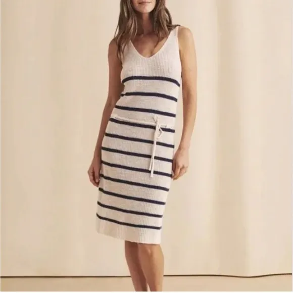Faherty Brand Out East Sweater Dress - Wharf Stripe Linen / Organic Cotton
