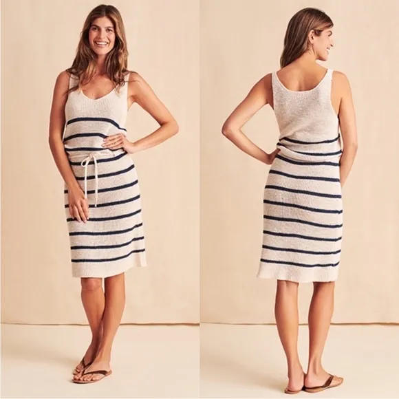 Faherty Brand Out East Sweater Dress - Wharf Stripe Linen / Organic Cotton