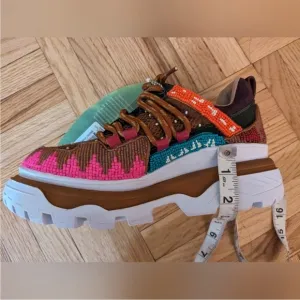 Farm Rio Multicolor Beaded Sneakers Caramel Shoe Sneaker size 6 NWT