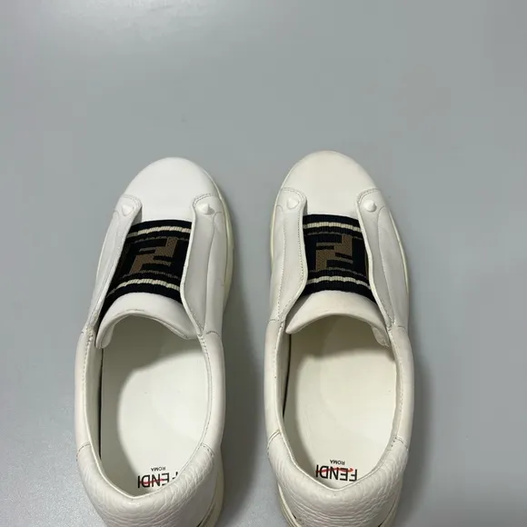 Fendi Rockoclick Slip-On Leather Sneakers White Women’s EU 35.5/US 5.5.