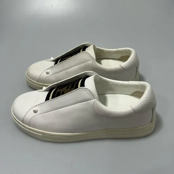 Fendi Rockoclick Slip-On Leather Sneakers White Women’s EU 35.5/US 5.5.