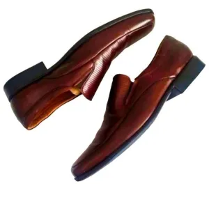 Fernandininy‎ Classic Brown Leather with Ribbed Detail Formal Dress Shoes US11.5