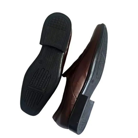 Fernandininy‎ Classic Brown Leather with Ribbed Detail Formal Dress Shoes US11.5