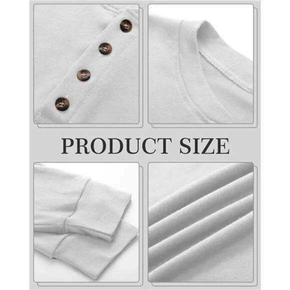 Ficerd 3 Pack Men's Henley Shirts Long Sleeve T-Shirt Basic Lightweight Button