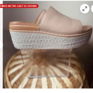 Fitflop Eloise Sandals Women's 8 Platform Slides Leather Cork Wedge Beige/pink