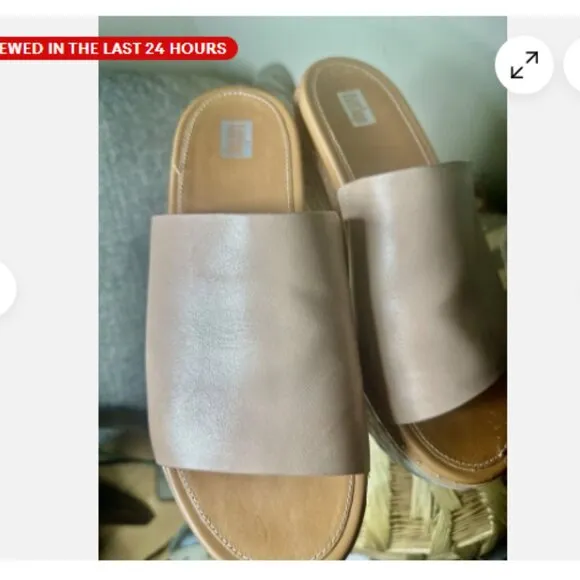 Fitflop Eloise Sandals Women's 8 Platform Slides Leather Cork Wedge Beige/pink