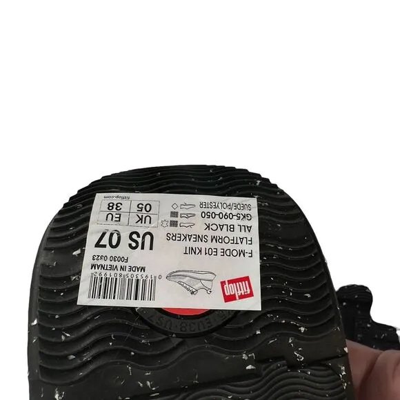 Fitflop F-Mode E01 Knit‎ Flatform Sneakers Tiptoe Grey Black Size US Women's 7