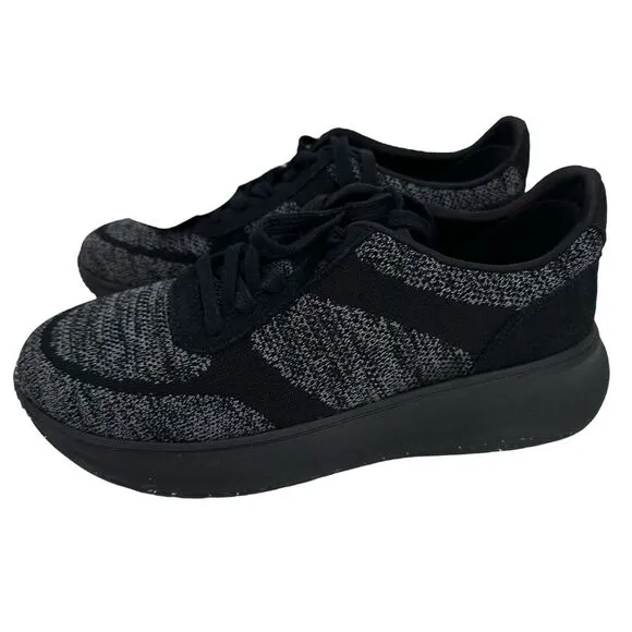 Fitflop F-Mode E01 Knit‎ Flatform Sneakers Tiptoe Grey Black Size US Women's 7