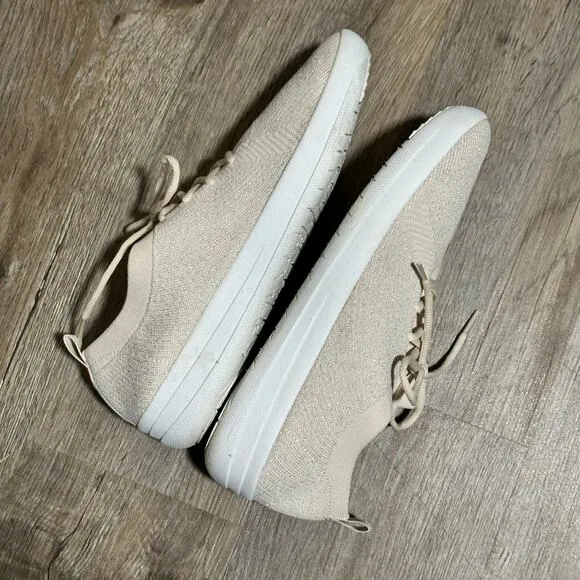 FitFlop knit sneakers beige silver metallic size 8