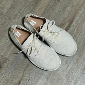 FitFlop knit sneakers beige silver metallic size 8