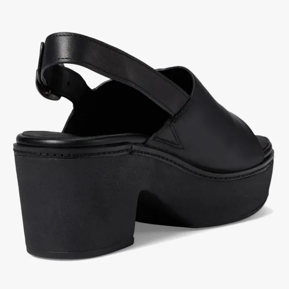 FitFlop Pilar Leather Slingback-Strap Platform Sandals NWT in Box Black Size 8