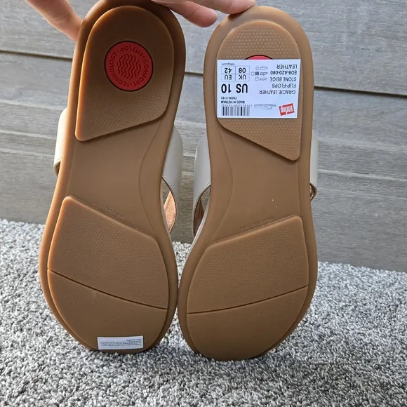 fitflop Women's GRACIE Leather Flip-Flops NEW size 10