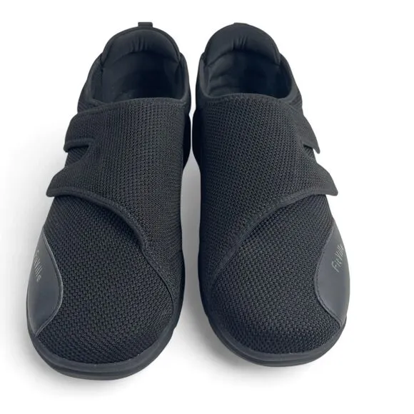 Fitville Black Marca Hook Loop Strap Easy Top Diabetic Shoes Support Men 12.5 W