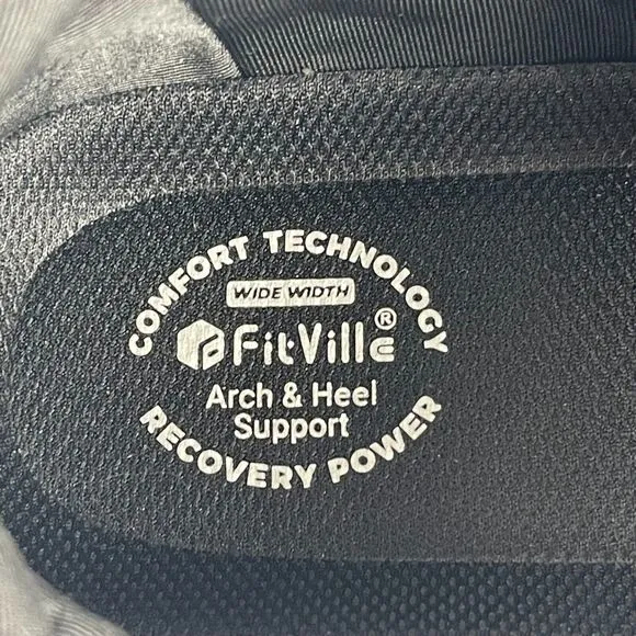 Fitville Black Marca Hook Loop Strap Easy Top Diabetic Shoes Support Men 12.5 W