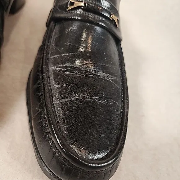 Florsheim Nevada men's size 12 D black leather moccasin loafer dress shoes