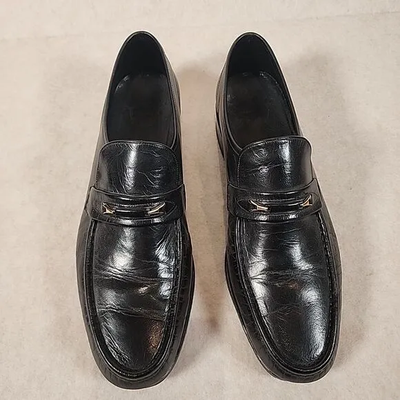 Florsheim Nevada men's size 12 D black leather moccasin loafer dress shoes