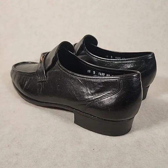 Florsheim Nevada men's size 12 D black leather moccasin loafer dress shoes