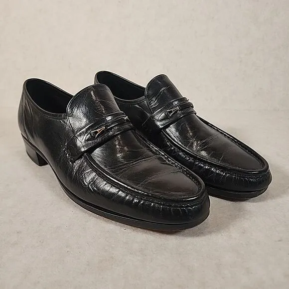 Florsheim Nevada men's size 12 D black leather moccasin loafer dress shoes