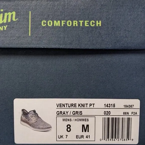 Florsheim Venture Knit Plain Toe Shoes, Grey, Men's 8 M