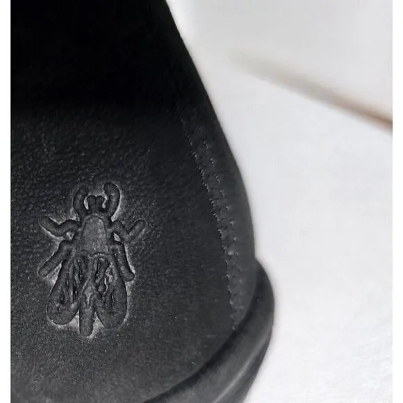 FLY London Plan 717 Fly Closed Toe Wedges Black Nubuck Ankle Strap Sz EU 38