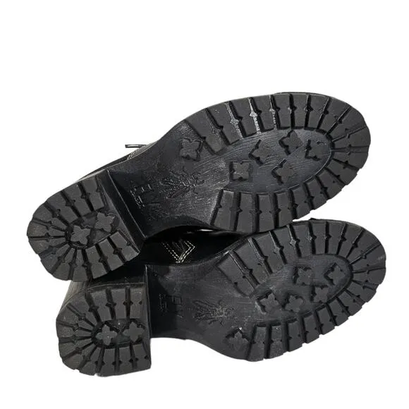 Fly London Womens Leal Block Heel Black Leather and Suede Boots