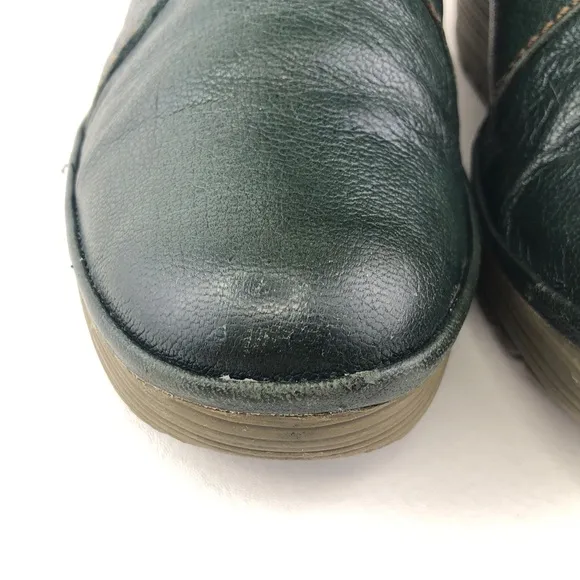 Fly London Yeddo Green Leather Ankle Boots EUR 38