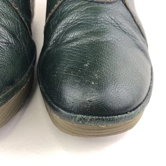 Fly London Yeddo Green Leather Ankle Boots EUR 38