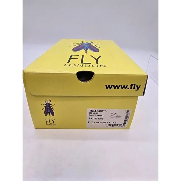 Fly London Beige &amp; Black Slingback Sandals EU 39 UK 6 USA 8 Women Leather Adjust
