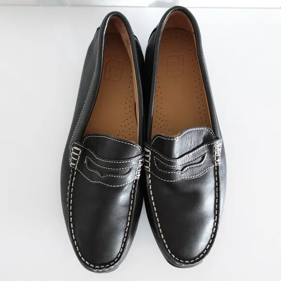 FootJoy Men's Club Casuals Penny Loafers Black Leather Slip-on Shoes